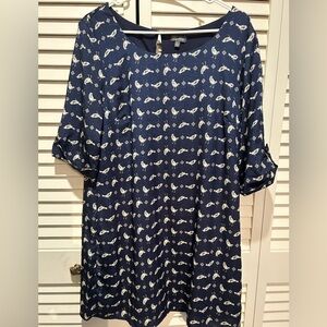 Lily Rose Dark Blue Dress with White Pattern